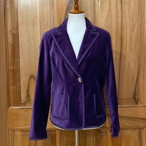Worn Once Carson Kressley Purple Velvet Blazer, Contrast Collar/Trim, EUC, S